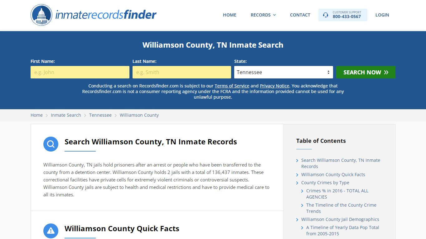 Williamson County, TN Inmate Lookup & Jail Records Online
